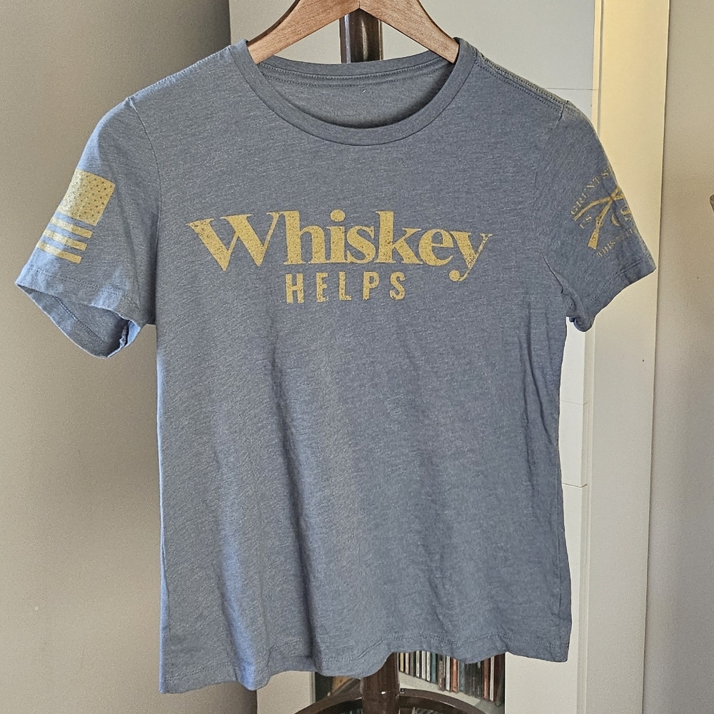 Grunt Style ladies tee, medium, light blue/gray